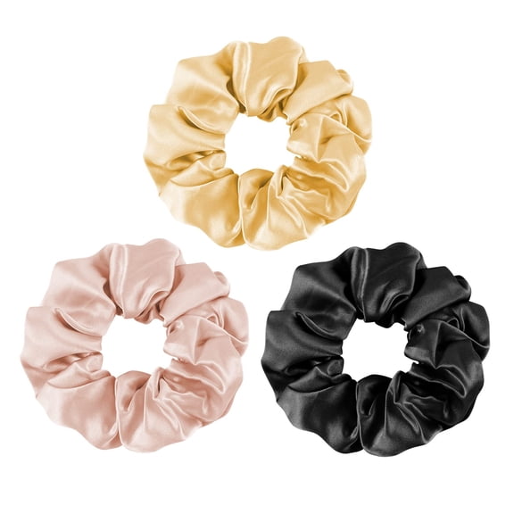 Scrunchies for Hair Sleep, Women Grils Silk Hair Ties for Frizz & Breakage Curly Hair, No Damage, Elastics Ponytail Holder, 3 Pack