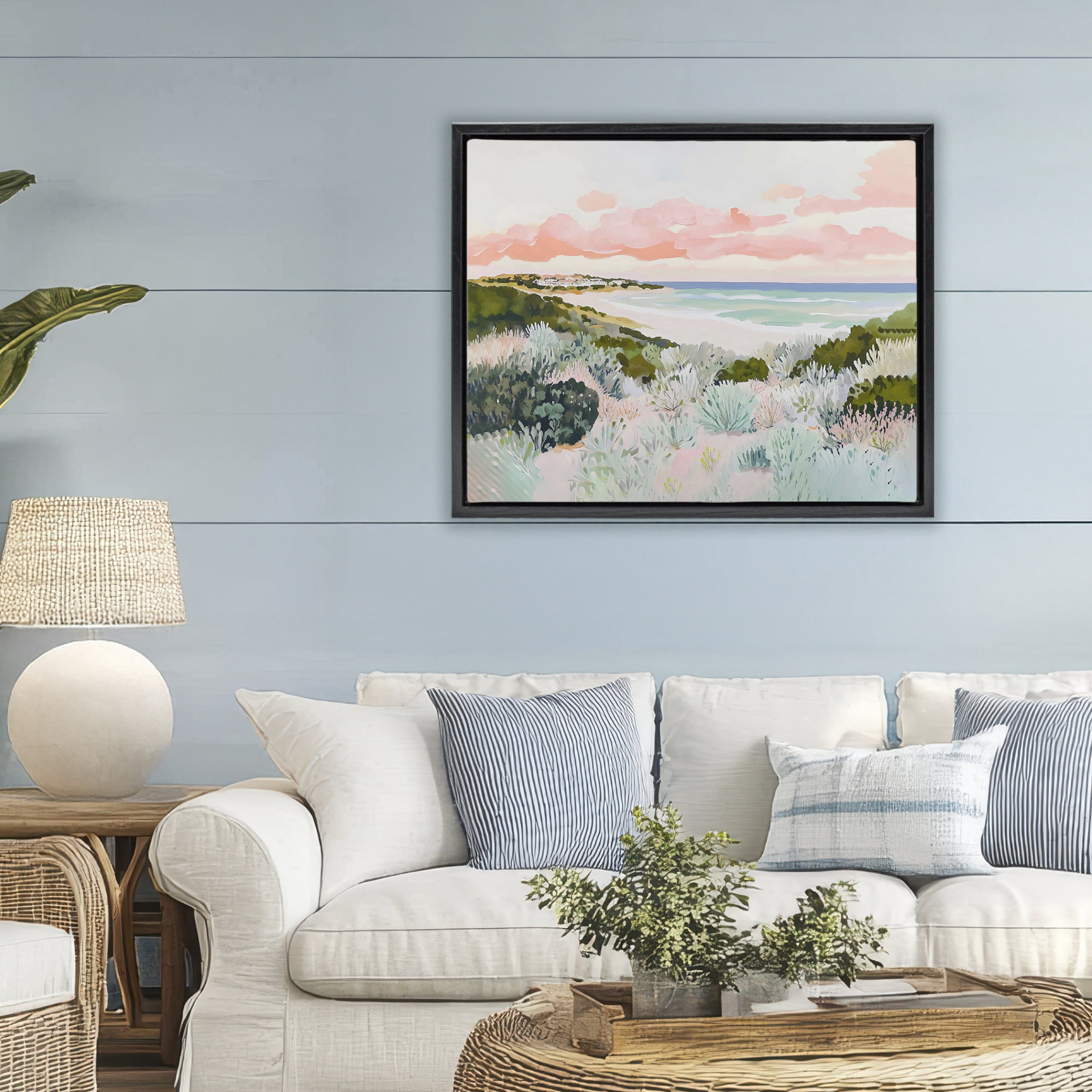Stupell Industries Beach Grasses & Pastel Skies Black Framed Floater Canvas Wall Art, design by The Prints Vibe