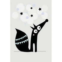 Marmont Hill "Black Star Dog" by Katarina Snygg Painting Print on Wrapped Canvas