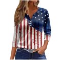 thumbnail image 2 of Fiudx Camisas para Mujer Blusa de Manga 3/4 Corta Estampada a La Moda para Mujer, Blusa Informal con Cuello Redondo, 2 of 5