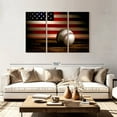 thumbnail image 2 of Elephant Stock Baseball American Flag Wall Art - Horizontal Multi Panel Canvas - Living Room Wall Decor - Sports Multi Panel - Brown And Red Decor - 74" x 48", 2 of 4
