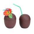 thumbnail image 4 of Coconut Drink Cups 500ML EcoFriendly PP Decorative Party Cups Coffee Color for Beach Theme Parties 2PCS, 4 of 8