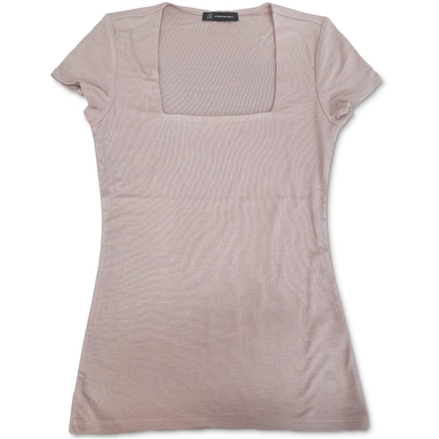 Camiseta básica acanalada INC para mujer rosa XXL