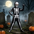 thumbnail image 5 of Otqutp Kids Long Sleeve Skeleton Bodysuit with Face Mask Boys Spooky Outfit Fall Halloween Holiday Party Dress Up Sets, 5 of 7
