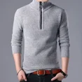 thumbnail image 4 of Ropa para hombre, jerseys con cremallera, suéteres de punto con cremallera para hombre, cuello sin capucha, cuello cálido, primavera y otoño, coreano, X Overfit Fun AS, 4 of 5