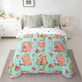 thumbnail image 2 of Feelyou Capibara Bedding Comforter Set 7pcs, Strawberry Watermelon Queen Bedding Sets, 2 of 8