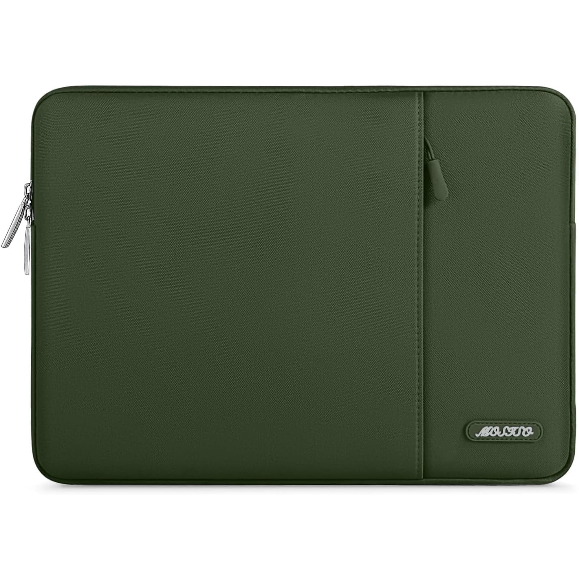Mosiso Polyester Vertical Style Water Repellent Laptop Sleeve Case Bag Cover with Pocket for 13-13.3 Inch Notebook, MacBook Pro 14 inch M4 M3 M2 M1 Chip Pro Max 2024-2021, Army Green