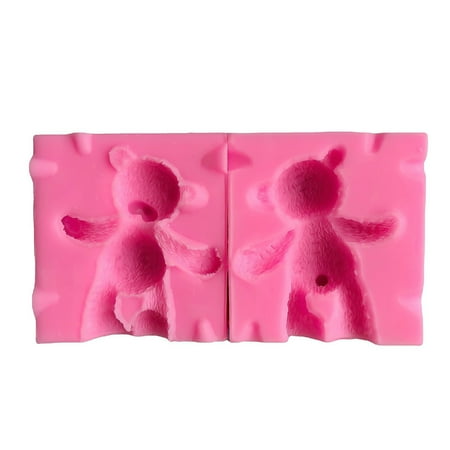 

2pcs DIY Three-dimensional Bear 3D Fondant Baking Silicone Mold Pink Baking Tool