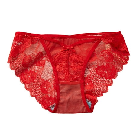 

Fashion Women Panties Lingerie Womens Red Lace Breathable Lace Hollow Out And Raise The Pure Brief Panties