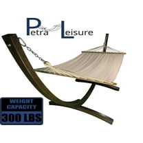 Petra Leisure, 12 Ft. Water Treated Wooden Arc Hammock Stand   Premium Quilted, Double Padded Hammock Bed. 1 Person Bed. 300 LB Capacity(Coffee Stain/Beige)