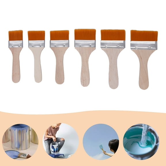6 Pieces Nylon Paint Brush No. 7-12, Chalk Paint Brushes for Furniture Chalk Milk Paint and Wax Brush Set for Home Wall Painting Dust Cleaning Brush