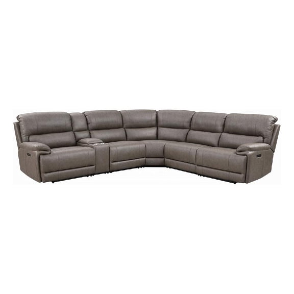 Chern Power Motion Recliner Sectional Sofa- 2 Cupholder Brown 120 Inch
