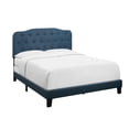 thumbnail image 2 of Home Design Carmel Upholstered Twin Panel Bed Frame with Curved Tufted Headboard and Padded Seat, Blue, Easy assembly, 2 of 6