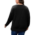 thumbnail image 6 of FlorCurve Plus Size Sweatshirts for Women Side Slit Pullover Sweatshirts Crew Neck Long Sleeve Lightweight Oversized Cotton Blouse, Black 4XL, 6 of 9