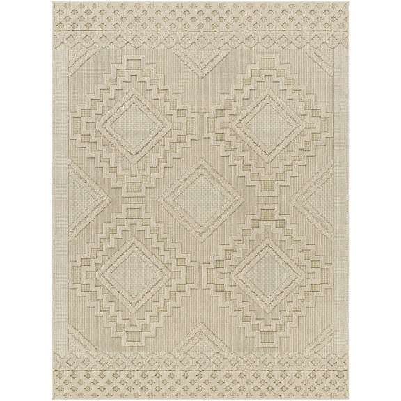 Mark&Day Outdoor Rugs, 5x7 Arno Modern Indoor/Outdoor Camel Area Rug, Non Shedding Brown White Carpet for Patio, Porch, Deck, Bedroom, Living Room or Kitchen (5'3" x 7')