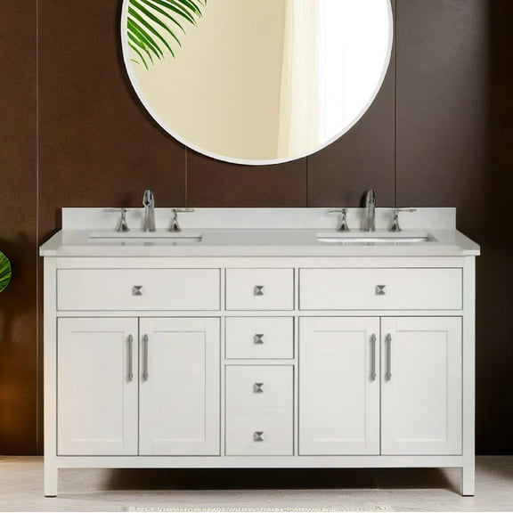 Lavanti Oakford Solidwood 60-inch Bathroom Vanity with Sink - Stylish White