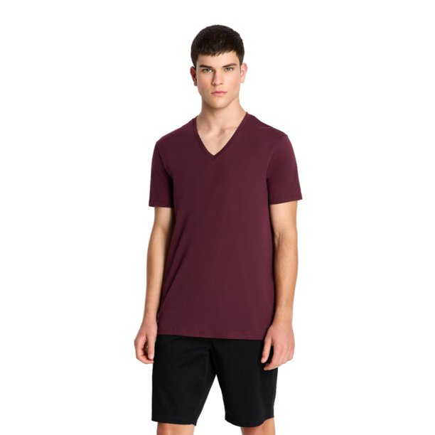 Camiseta Armani Exchange Basic Pima con cuello en V para hombre Wine S