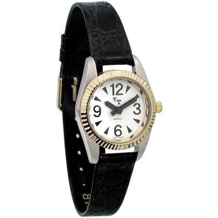 Low Vision Watch- Womens White Face, Leather Band