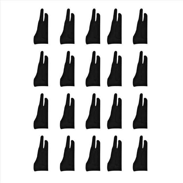 Paquete de 20 Guantes de Artista para Tableta Guante de Dibujo Digital Guante de Rechazo de Palma Gruesa con Dos Dedos para Almohadilla GráFica (S)