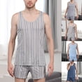 thumbnail image 5 of Men Cotton Pajamas Set Sleeveless Vest Shorts Sleepwear Loungewear Nightwear, 5 of 11