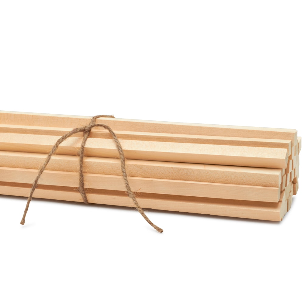 Woodpeckers Wood Square Dowel Rods 3/8 inch x 48 Pack of 10 Unfinished Wood Sticks for Crafts and Woodworking