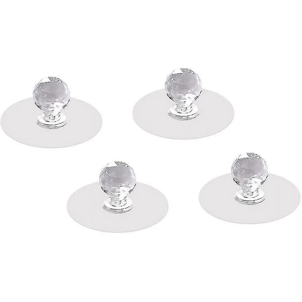 Perilla circular de acrílico autoadhesiva para puerta de gabinete y cajón (transparente, 4 unidades)