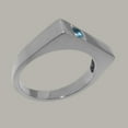 thumbnail image 3 of LBG British Made 9k White Gold Natural Blue Topaz Mens Promise Ring - 33 size options - Size 8.75, 3 of 6