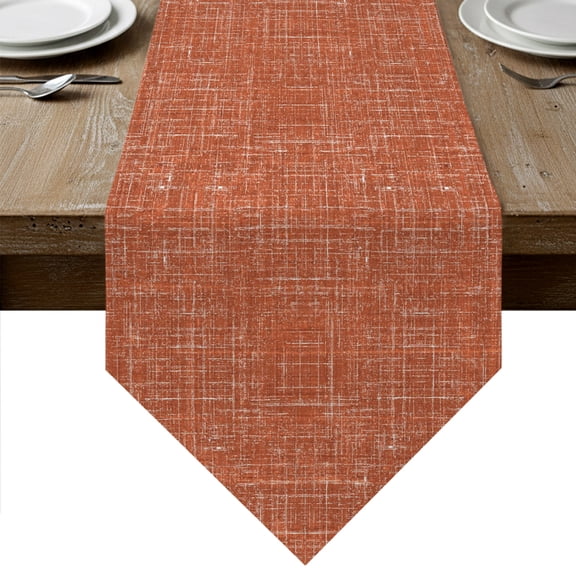 Burnt Orange Table Runner Linen Burlap Table Runner 36 Inches Small Farmhouse Vintage Orange Solid Color Modern Dresser Scarves for Kitchen Island Coffee Dining Room Party Holiday Decor 13"x36"