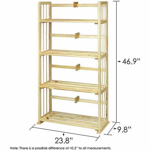 Furinno FNCL-33002 Pine Solid Wood 4-Tier Bookshelf