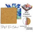 thumbnail image 4 of Inkdotpot Set of 6 Drink Coasters DecorativeNon,SlipCork Base4-inch Square PrintedCoastersEasy Clean- Floral, 4 of 8