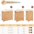 thumbnail image 2 of Casa Pura Furniture Handwoven Hyacinth Rattan Elevated Feet Laundry Hamper with Lid & Removable Liner Bag, Off-White, 2 of 6