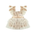 thumbnail image 1 of Franhais Baby Girls Summer Romper Dress, Ruffle Sleeve Floral Embroidery Tutu Skirt Bodysuit, 1 of 8