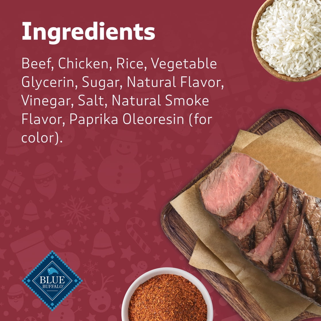 (2 pack) Blue Buffalo Nudges Steak Grillers, Natural Holiday Dog Treats, Beef, 5oz Bag