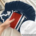 thumbnail image 4 of Full Size Fitted Sheet Set - Navy Blue Anchor 3 Piece Bedding Sets 16" Deep Pocket Fitted Sheet with 2 Pillowcases Nautical Ocean Retro Striped Geometric Brushed Microfiber Hotel Luxury Bed Sheets, 4 of 9