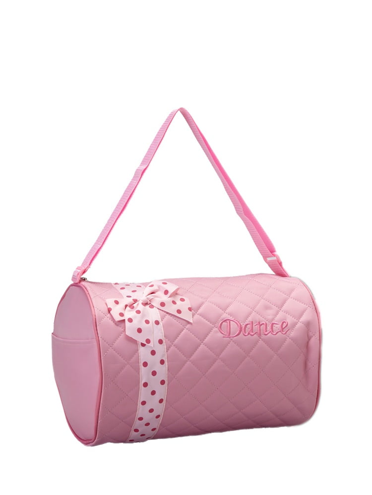 1PerfectChoice Girls Dance Bag Quilted Zebra Duffle Pink with Polka Dots Ribbon by 1PerfectChoice