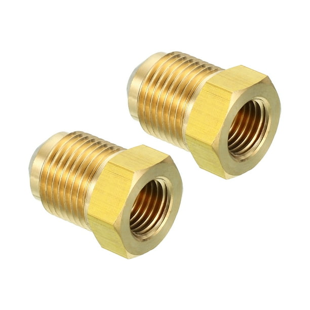 Adaptador de conector de flare de latón Uxcell de 2 piezas a 45 grados, ajuste de tubo de flare 1/4" hembra flare x 3/8" macho flare