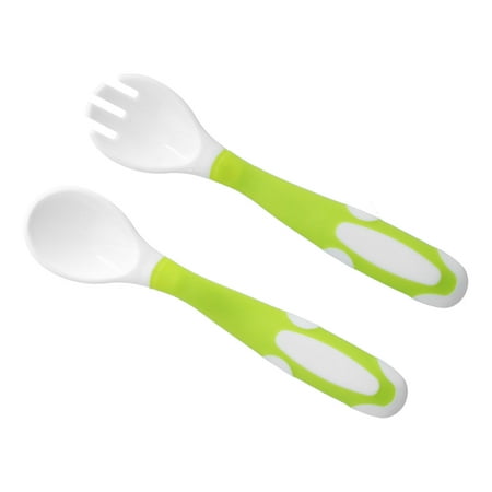 

Baby Fork Spoon Silicone Training Spoon Bendable Easy Rounded Tip Toddler Utensils For Self Feeding Green