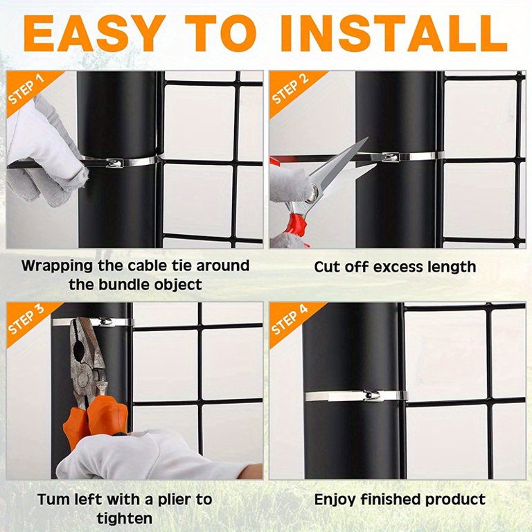 400PCS Heavy Duty 304 Stainless Steel Zip Ties - 10 Inch Long, 177 Lbs Tensile Strength, UV Resistant