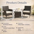 thumbnail image 6 of Lavish Home 3-Piece Outdoor Patio Furniture Set with Chairs and Table (Brown), 6 of 7
