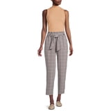 Damen Cropped Paper Bag Waist Pants Freizeithose Mit