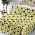 thumbnail image 3 of Ambesonne Avocado Fitted & Flat Sheet with Shams 4 Pcs Set, Aquarelle Fruits Summer Art, King, Pastel Yellow Emerald, 3 of 5