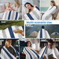 thumbnail image 5 of Navy Blue Striped Cooling Blanket,Lightweight Breathable Summer Throw Blanket with Double Sided Cold Effect,Geometric Grey White Vertical Stripes Picnic Blankets Bed Sheet for Hot Sleepers 30"x40", 5 of 8