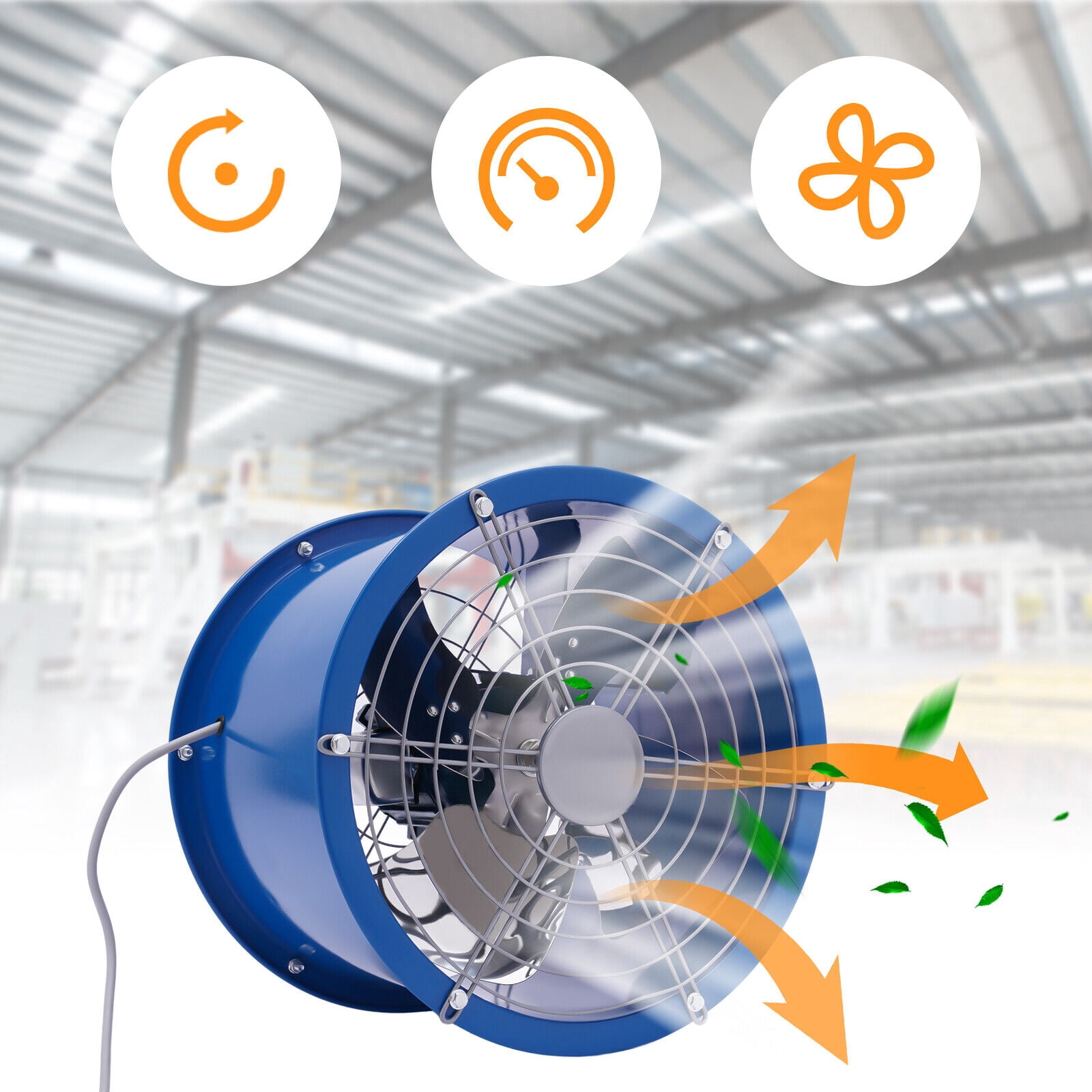 Miumaeov 16'' Axial Fan Cylinder Pipe Fan Blower Spray Booth Paint Fumes Ventilation Exhaust Extractor Fan 1420r/min