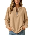 thumbnail image 2 of Neewe Women's Plain Long Sleeve Top Fall 1/4 Zipper Tops Loose Ladies Casual Fashionable Top Pullover, 2 of 7