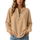 thumbnail image 2 of Neewe Women's Plain Long Sleeve Top Fall 1/4 Zipper Tops Loose Ladies Casual Fashionable Top Pullover, 2 of 7