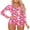Pink Love Lips, variant on LMLYSoH Women's Sexy High Waist Playsuit, Casual Pattern Printing Romper, Long Sleeve Short Pants Home Clothing
