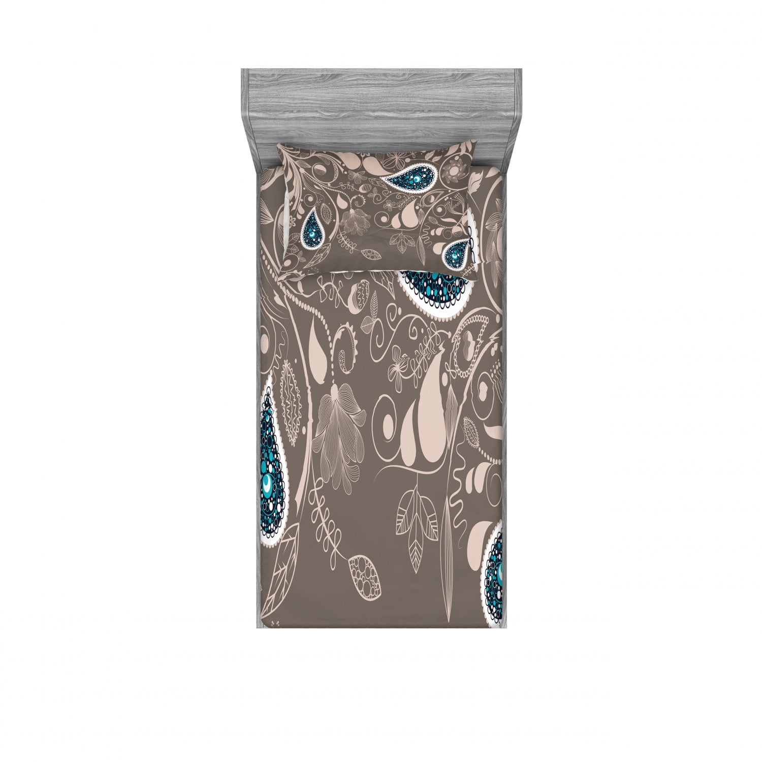 Paisley Bedding Set with Sheet & Covers, Oriental Motifs with Swirled