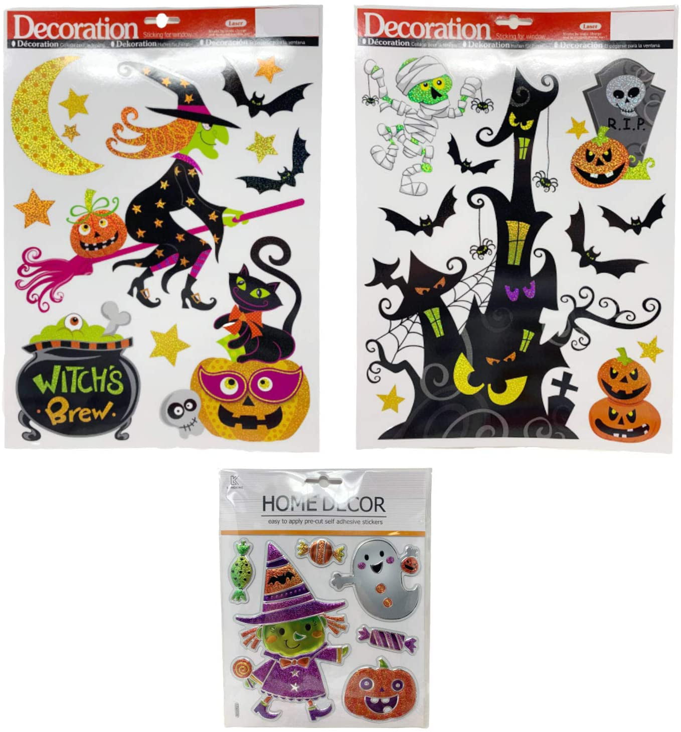 Lot of 2 Halloween Decoration Toilet Lid Cover Cling Decal Zombie Walker  Girl 