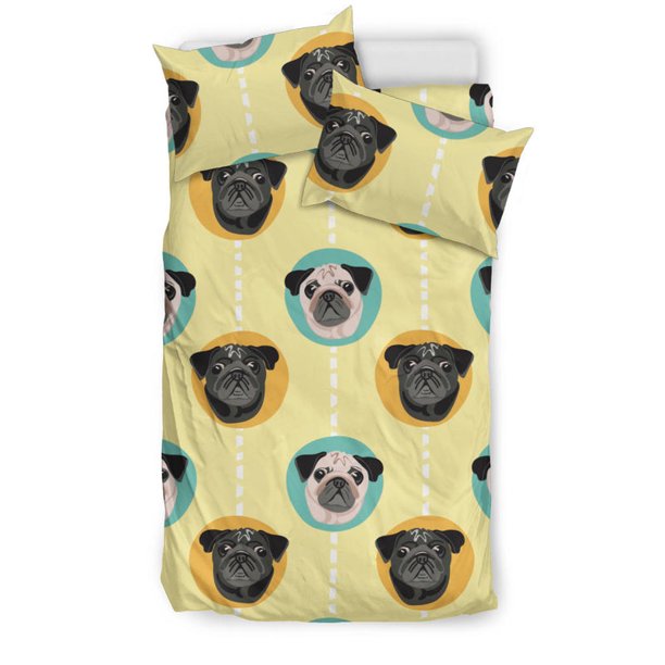Juego de cama con estampado de cabeza de carlino
