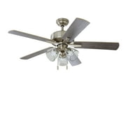 Better Homes & Gardens 52" Nickel Coastal Ceiling Fan, 5 Reversible Blade, 3 LED Bulbs Included